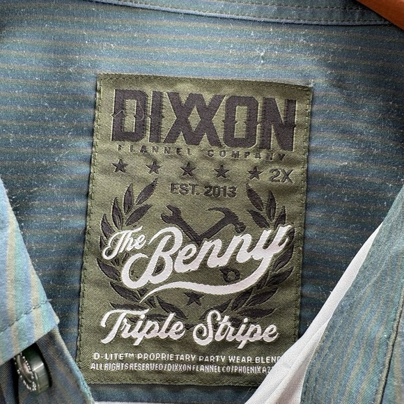 Dixxon Benny Shirt Mens XXL Green Triple Stripe Short Sleeve - Picture 3 of 6